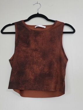 Zara Burnt Orange Brown Cropped Tank Top